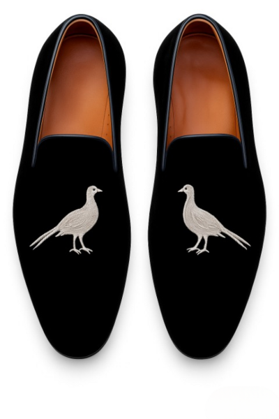 Crafted Leather Classic Black Velvet Loafers Men Shoes