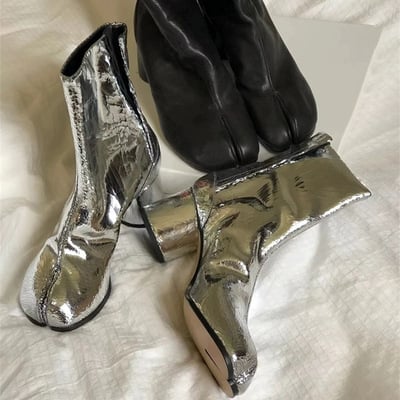 Women's genuine leather pig's hoof split toe martin boots 2 colors