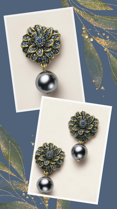 Pearly Blue Lotus Earrings