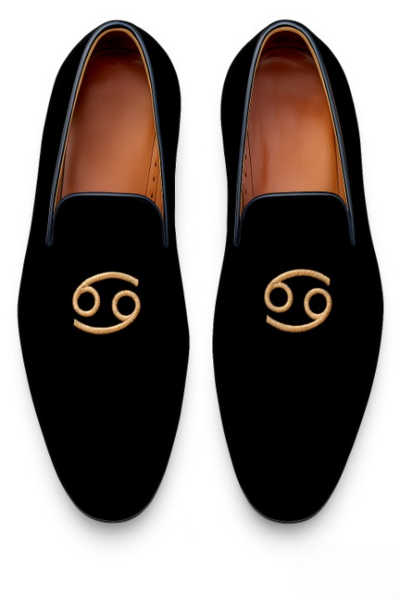 Crafted Leather Velvet Loafers Shoes Black