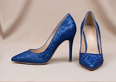 Crafted Leather Classic Women Blue Glitter High Fashion Shiny Sparkling Modern Style Dress Shoes