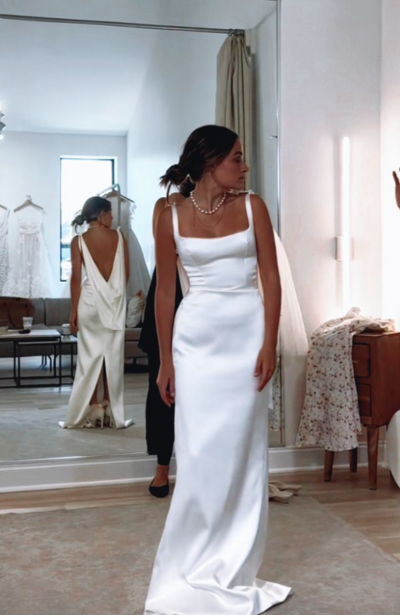 Sheath Satin Bridal Gown Wedding Dress