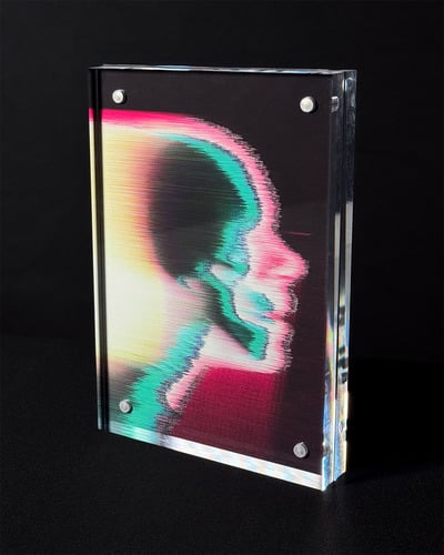 anomaly_251117: One-of-a-kind signed glitch art 4" x 6" giclée print in acrylic frame