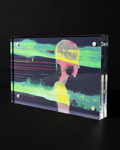 anomaly_251116: One-of-a-kind signed glitch art 6" x 4" giclée print in acrylic frame