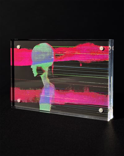 anomaly_251122: One-of-a-kind signed glitch art 6" x 4" giclée print in acrylic frame