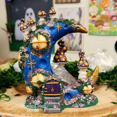 Whimsigoth Faerie Cottage w/Clear Quartz