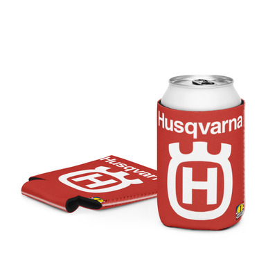 Husqvarna White Emblem Red Moto Can Cooler
