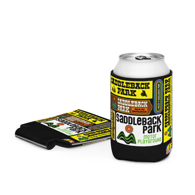 Saddleback Park Logo Collage Blk Moto Can Cooler