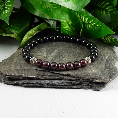 Garnet & Black Agate Men’s Bracelet – Power, Protection & Confident Style