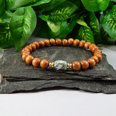 Bayong Wood & Tree Agate Men’s Bracelet – Strength, Harmony & Natural Balance