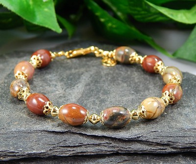 Red Creek Jasper Gemstone Bracelet – Earthy Strength & Grounding Energy