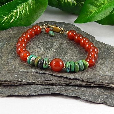 Turquoise & Carnelian Gemstone Bracelet – Protection, Vitality & Everyday Magic
