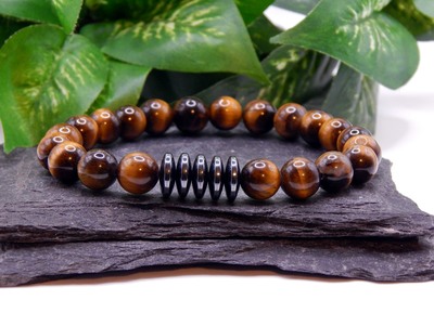 Hematite & Tiger Eye Men’s Bracelet – Strength, Focus & Protection