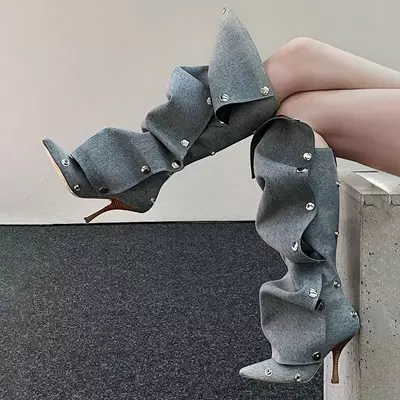 Ariane - Metal Button Boots-Worldwide Shipping