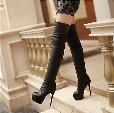 Edith - Stiletto Heel Over Knee Thigh High Boots Dress Comfy Worldwide Shipping