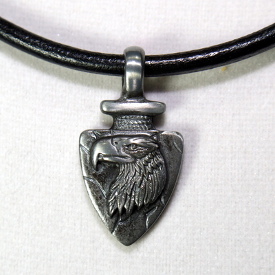 Eagle Spirit Necklace – Black Leather Cord with Antique Pewter Eagle Head Pendant