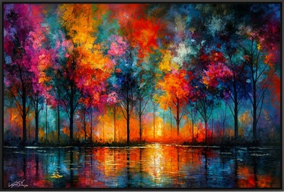 Dreamscape Grove - Colorful Trees at Dusk
