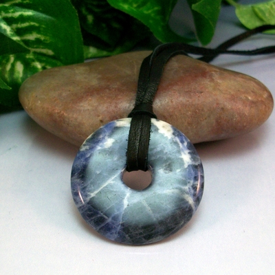 Adjustable Sodalite Leather Necklace - Handmade Gemstone Jewelry