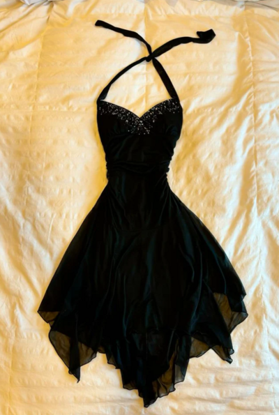 Vintage Halter Black Short Chiffon Homecoming Dresses