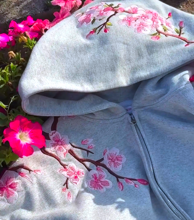 SAKURA BLOSSOM ZIP HOODIE