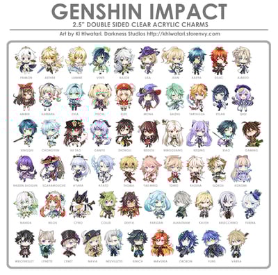 Genshin Impact 2.5" Clear Acrylic Charms