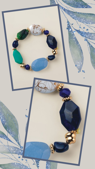 Blue Modern Mosaic Bracelet - FINAL SALE