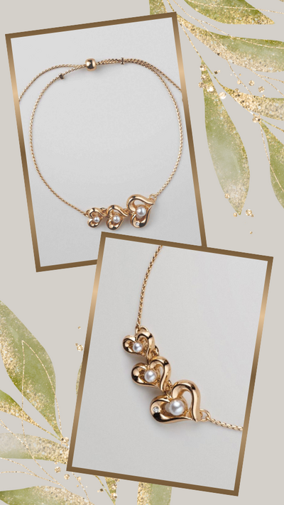 Pearly Heart Trio Pull-Cord Bracelet - FINAL SALE