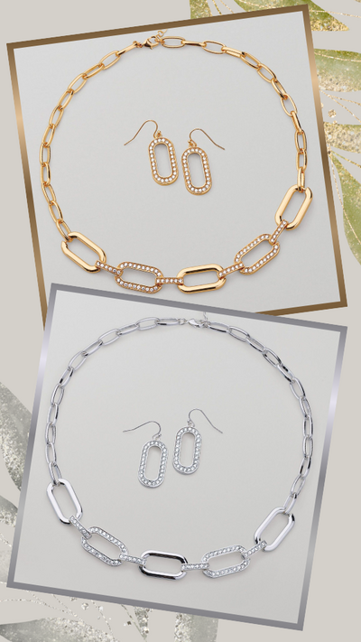 Pavé Link Necklace & Earring Set - FINAL SALE