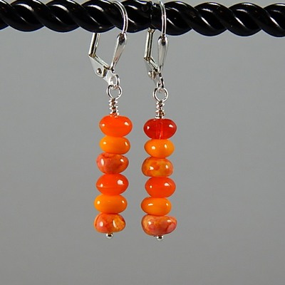 Orange Tie Dye Dangle Earrings – Handmade Acrylic Nugget Bead Jewelry with Silver Leverback Earwires