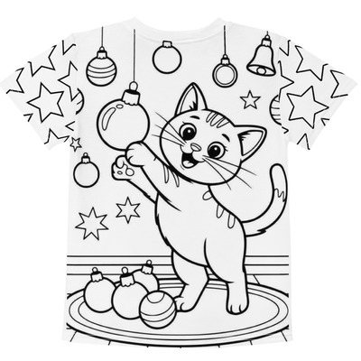 Kitty Christmas Kids cotton crew neck t-shirt