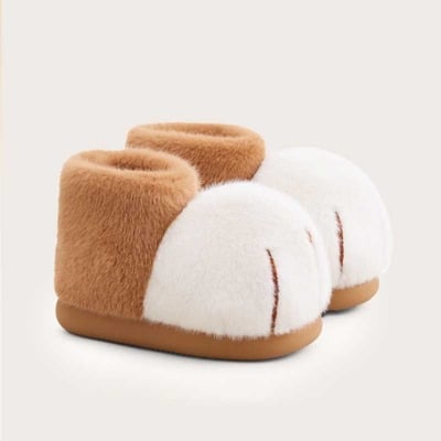 Cute Cat Paw High Top Plush Slippers