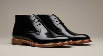 Crafted Leather Mens Black Leather Chukka Boot