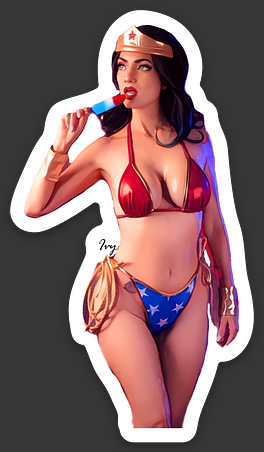 Wonder Woman Bikini 1.69″ × 3″ die cut sticker