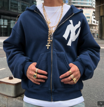 NY CROSS ZIP UP HOODIE