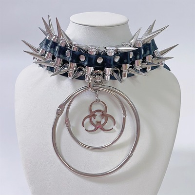 Subculture rock bullet PU leather choker