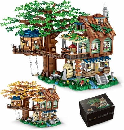Idea Tree House Bricks Model Toys Set, Forest House Building Blocks Street View Sets