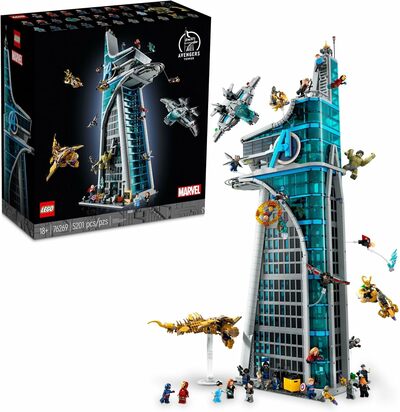 LEG Marvel Avengers Tower Building Kit, Detailed Recreation of The Iconic HQ Featuring Classic Movie Scenes