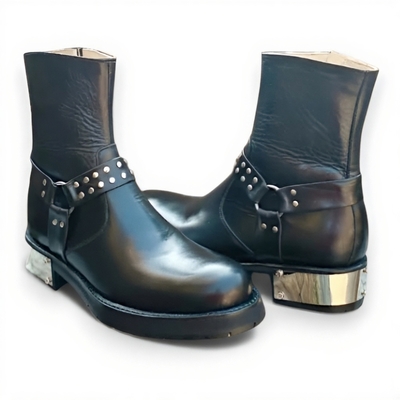 Crafted Leather Mens Black Leather Jodhpur Strap Boot