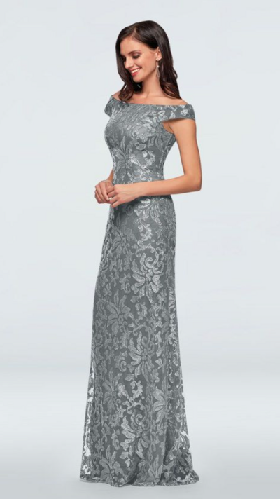 Charming Grey Lace Mother of Bride and Groom Dress Sexy Evening Dress