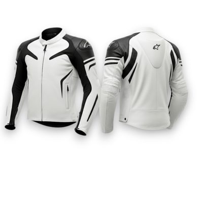 Crafted Leather Design Black White Leather Racing Jacket Motorcycle
