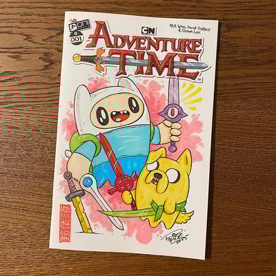 Hand drawn tiny ghost sketch cover comic - sword-loving adventure boy and his yellow dog