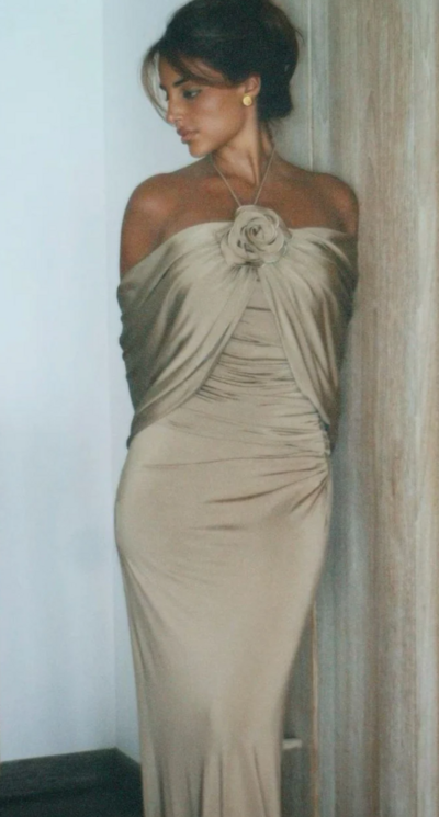 Elegant Floor Length Champagne Mother Of Bridal Dress Evening Dress For Women