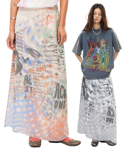 COSMIC GRAFFITI ALIEN MAXI SKIRT
