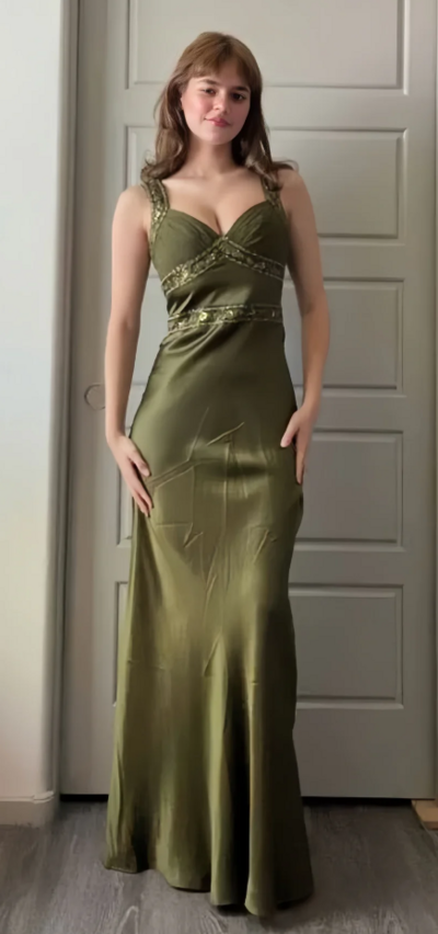 Sheath Olive Green Mother Of The Bridal Dresses Beaded Prom Dresses