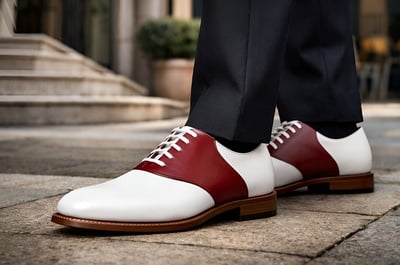 Crafted Leather Mens Designer Classic White Leather Rioja Saddle Golf Dress Shoes