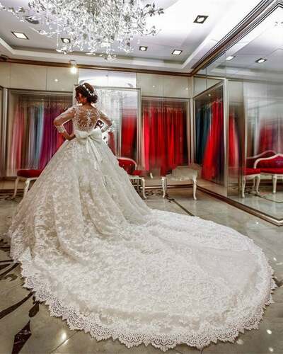 Modest 3/4 Sleeves Ball Gowns Lace Wedding Dresses,1174