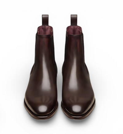 Crafted Leather Mens Designer Classic Luxury Brown Patina Leather Chelsea Boot
