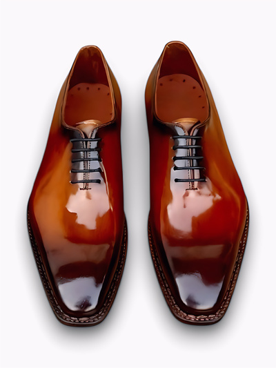 Crafted Leather Classic Brown Patina Leather Oxford Lace up Dress Shoes