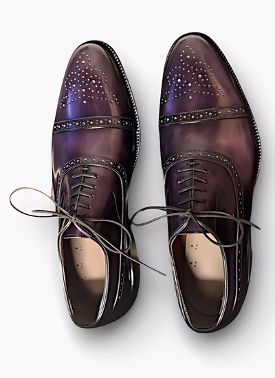 Crafted Leather Luxury HandcraftedPurple Patina Leather Dress Shoes