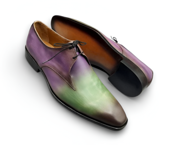 Crafted Leather Purple Green Patina Handmade Men Oxford Lace up Dress Shoes